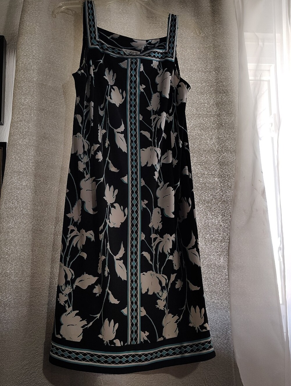 Nancy F. Duda Collection Black & Teal Floral Shift Dress